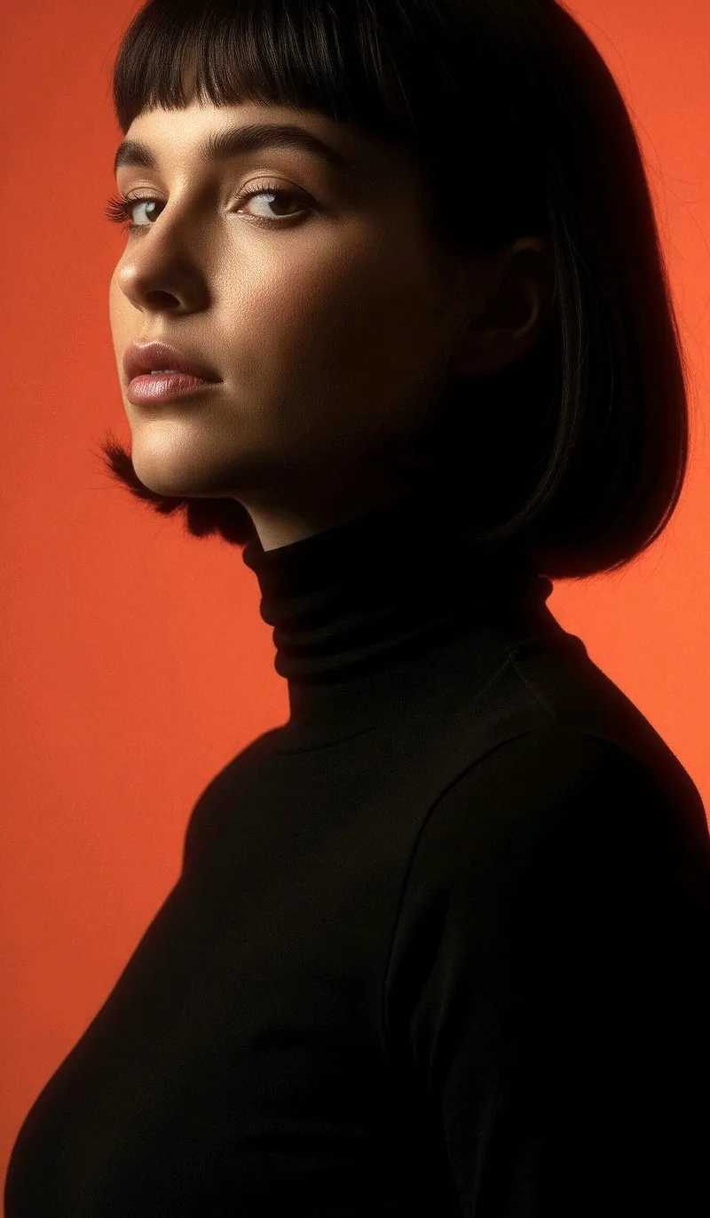 A portrait against a red wall, on Fuji Eterna Vivid 500